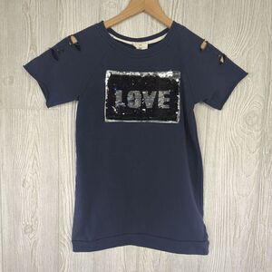 Hayden Girls Black Shirt Dress Flip Change Sequin LOVE Size 9/10